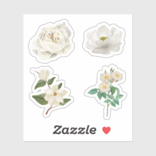 White Flower Stickers