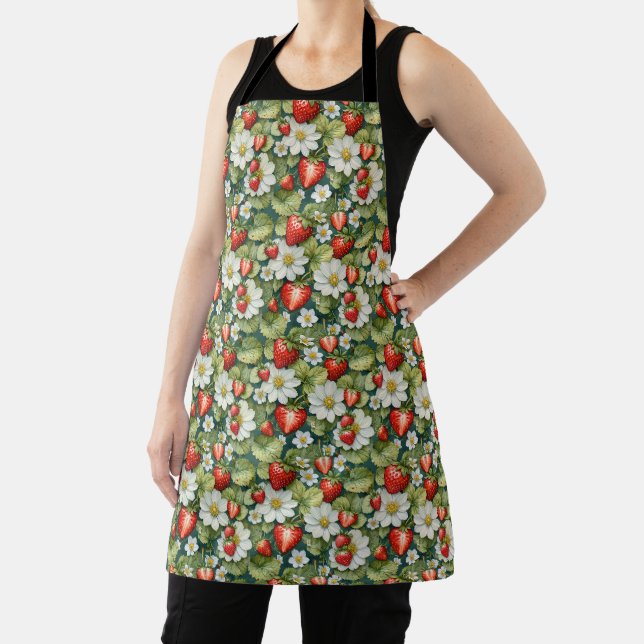 White Flower & Strawberry Apron (Insitu)