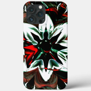 White flower surrounded by dark tones and glossy iPhone 13 pro max case