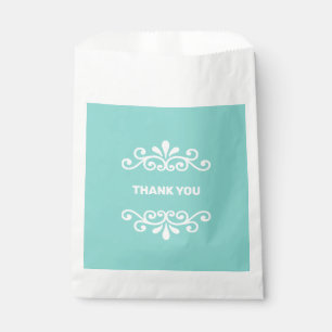 White Flower Vector on Turquoise Teal Thank You Favour Bag