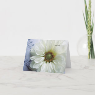 White flower with music thank you card