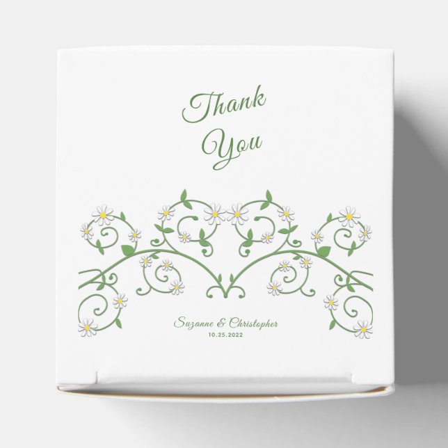 White Flowering Vine Heart Classic Favour Box (Top)