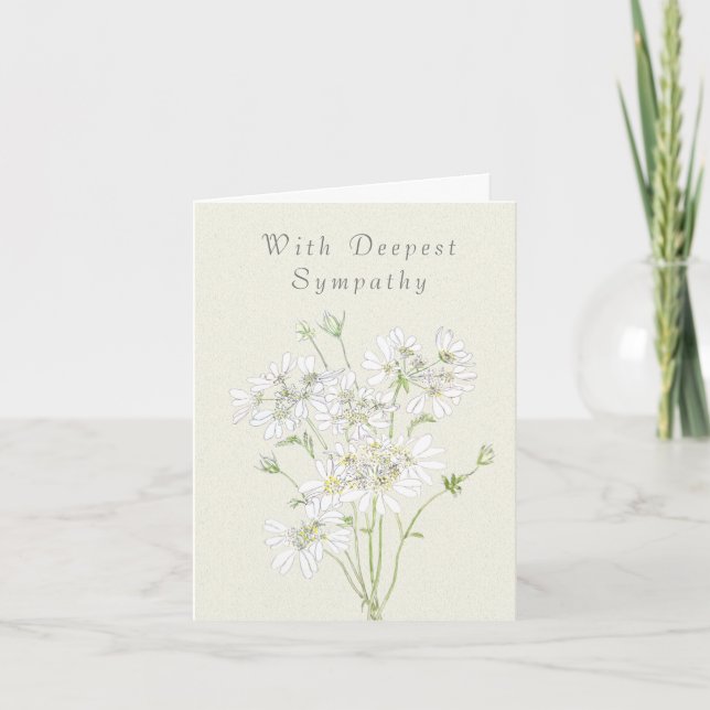 white  flowers 2  Thinking Of You Sympathy Card (Front)