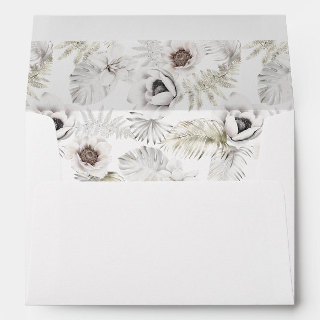 White Flowers and Feathers  Envelope (Back (Bottom))