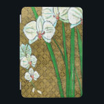 White Flowers and Green Stems on Brown Border iPad Mini Cover<br><div class="desc">White flowers hang off green stems in this piece by Chariklia Zarris. Set against a tan background and surrounded by a brown border this is a simple but elegant painting. Add it to your home and enjoy the beauty!</div>