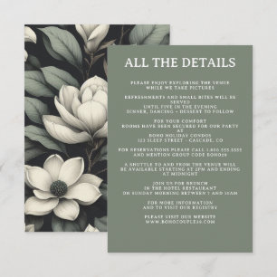 White Flowers and Greenery Wedding Details Enclosure Card