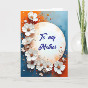 White Flowers Around Round Frame Mother Birthday Card
