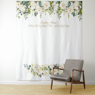 White Flowers Bachelorette Weekend Photo Booth Tapestry