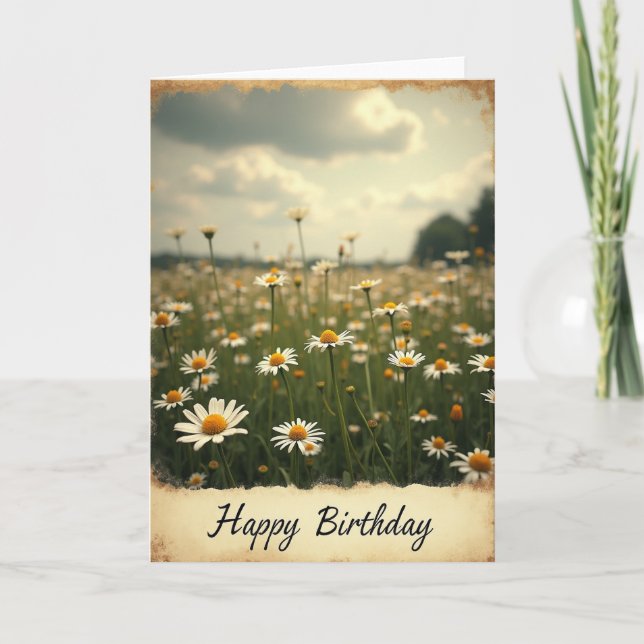 White Flowers Birthday Card (Front)