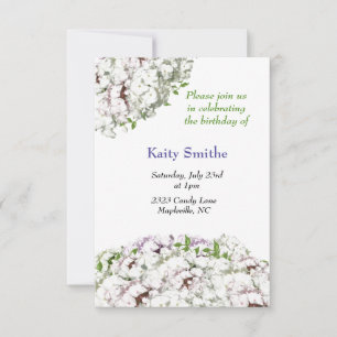 White Flowers Birthday Invitation