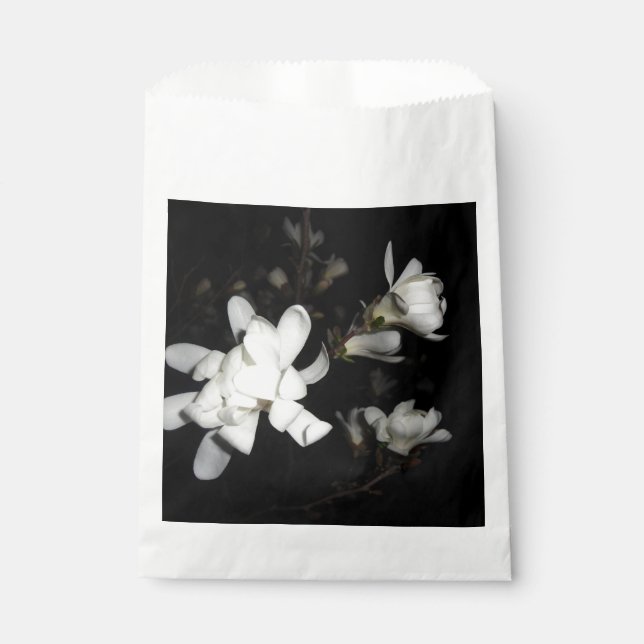 White Flowers Black Background Jasmine Flower Moon Favour Bag (Front)