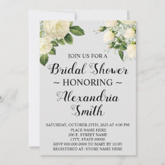 White Flowers | Bridal Shower Invitation
