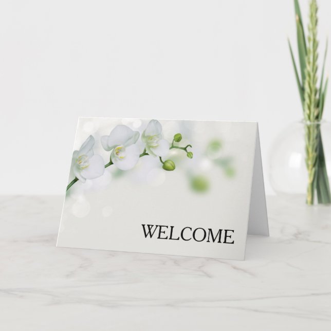 White Flowers Brown Branch Cute Welcome Thank you (Front)