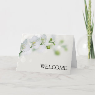 White Flowers Brown Branch Cute Welcome Thank you Card