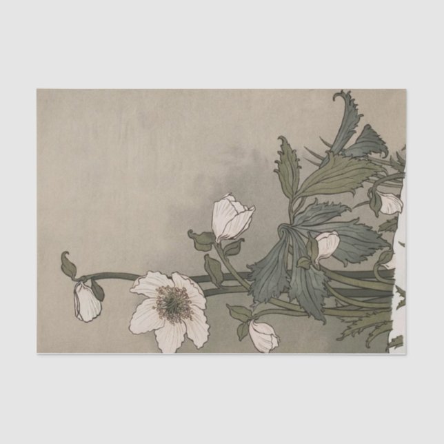 White Flowers by Eugene Grasset  Tissue Paper (Front)