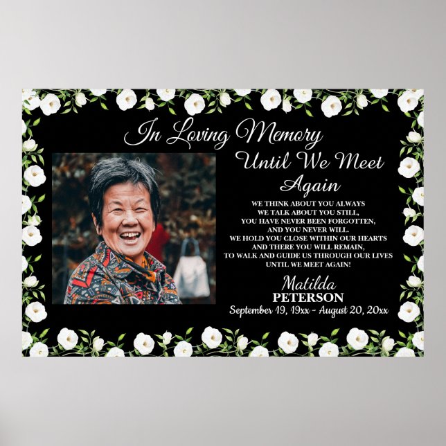 White Flowers Celebration Of Life Poster (Front)