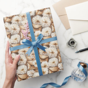 White Flowers Cream Envelopes Birthday Wrapping Paper
