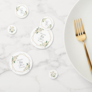 White Flowers, Cream Flowers, Boho, Baby Shower Confetti