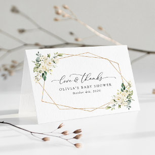 White Flowers, Cream Flowers, Boho, Baby Shower Thank You Card