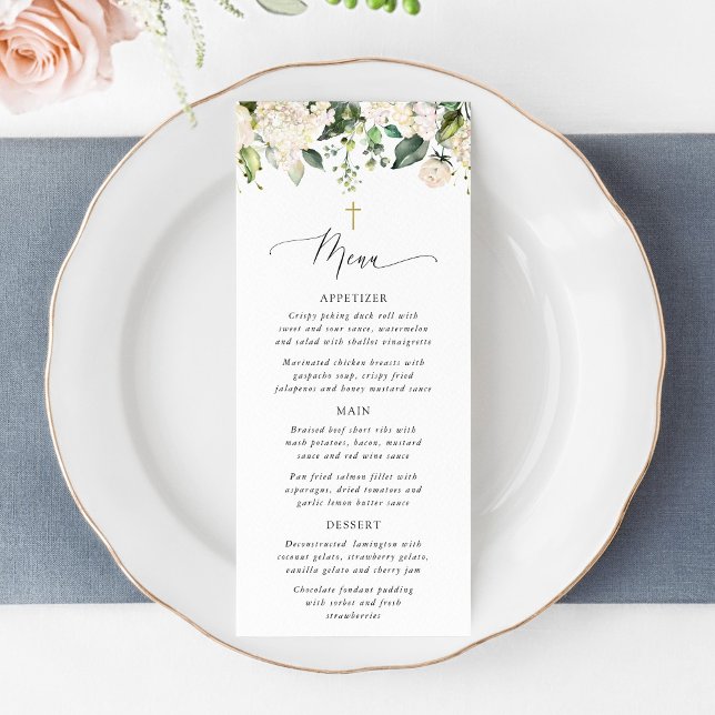 White Flowers, Cream Flowers, Boho, Baptism Menu (Créateur téléchargé)