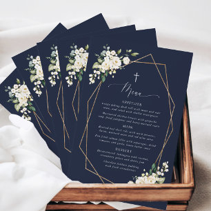 White Flowers, Cream Flowers, Boho, Baptism Menu