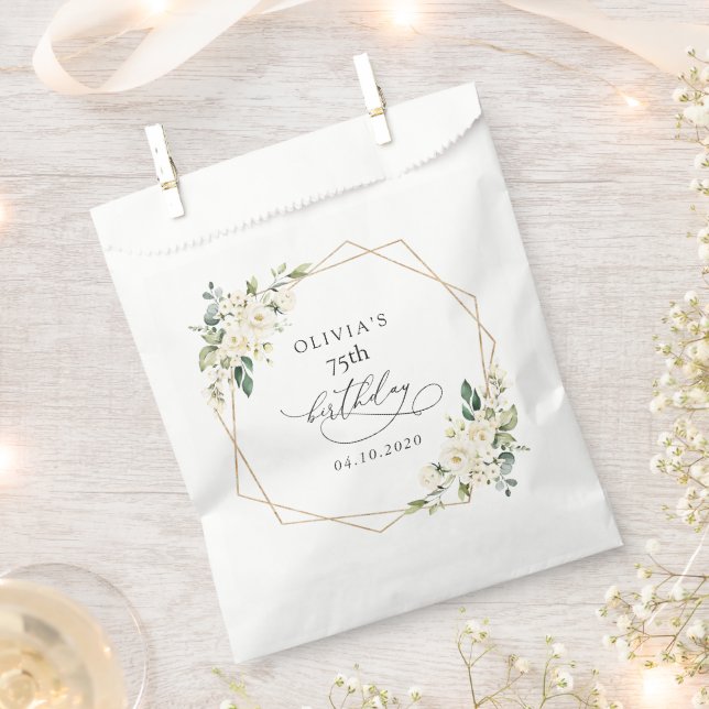 White Flowers, Cream Flowers, Boho, Birthday Favour Bag (Clipped)