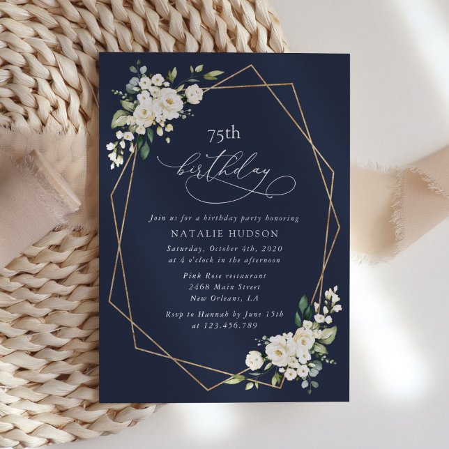 White Flowers, Cream Flowers, Boho, Birthday Invitation (Creator Uploaded)