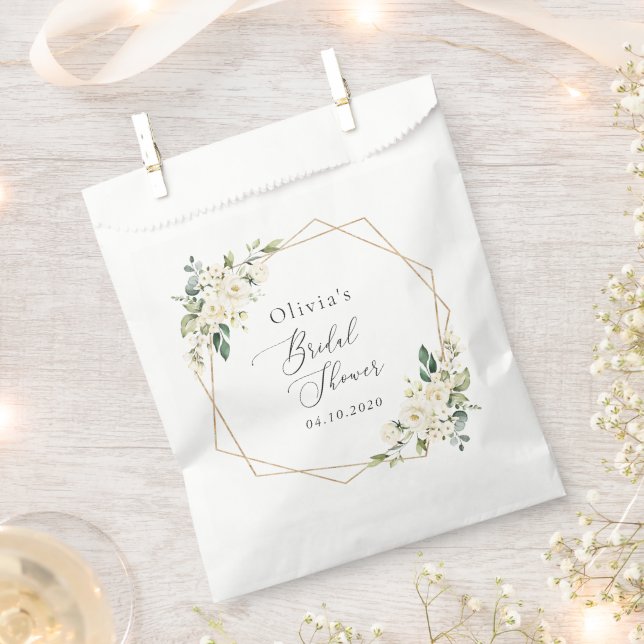 White Flowers, Cream Flowers, Boho, Bridal Shower Favour Bag (Clipped)