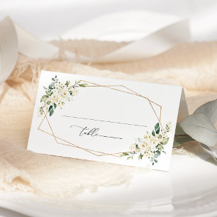 White Flowers, Cream Flowers, Boho, Bridal Shower Place Card
