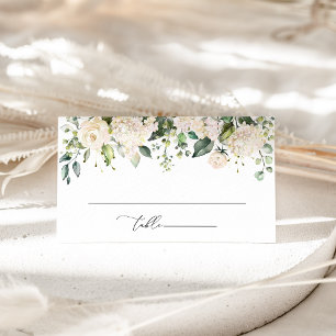 White Flowers, Cream Flowers, Boho, Bridal Shower Place Card