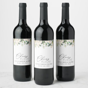 White Flowers, Cream Flowers, Boho, Bridal Shower Wine Label