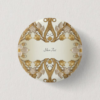 White Flowers Decorative Gold Button