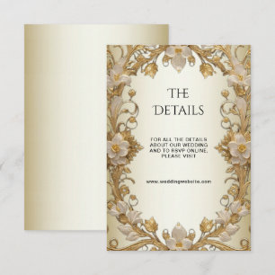 White Flowers Decorative Gold Enclosure Card