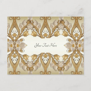 White Flowers Decorative Gold Postcard