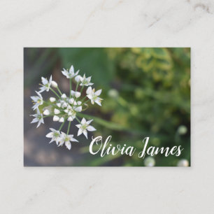 White Flowers Delicate Floral Blossom Nature Photo Business Card