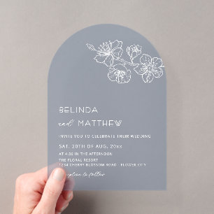 White Flowers Dusty Blue Casual Wedding Acrylic Invitations