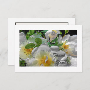White Flowers Flat Thank You Card