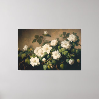 White Flowers, Floral Art, Floral Canvas Print