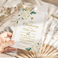 White Flowers & Gold Frame Girl Christening