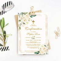 White Flowers & Gold Frame Girl Confirmation