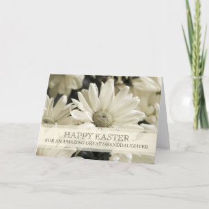 White Flowers Great Granddaughter Happy Easter Holiday Card