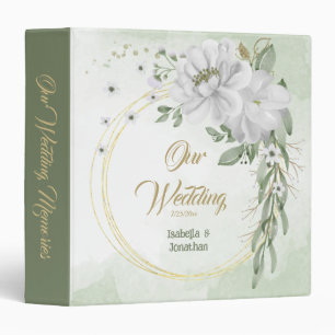 white flowers greenery gold wreath photo album binder