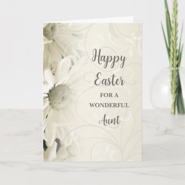 White Flowers Happy Easter Aunt Holiday Card (Front)