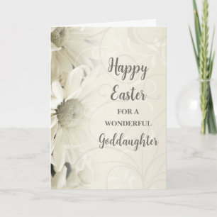 White Flowers Happy Easter Goddaughter Holiday Card