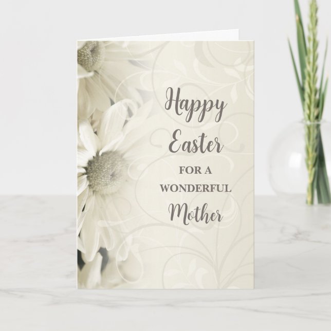 White Flowers Happy Easter Mother Holiday Card (Front)