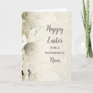 White Flowers Happy Easter Niece Holiday Card