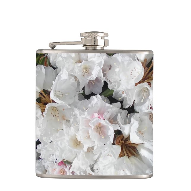 White flowers hip flask (Front)
