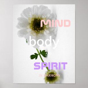 White Flowers Holistic Zen Poster