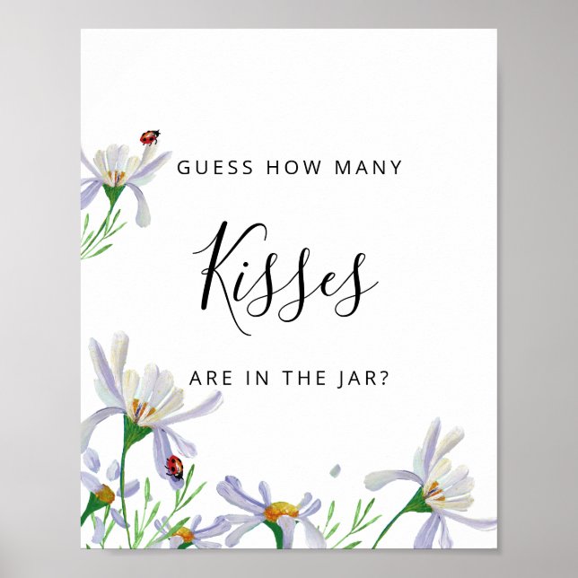 White Flowers How Many Kisses Sign (Front)