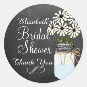 White Flowers in Mason Jar Classic Round Sticker